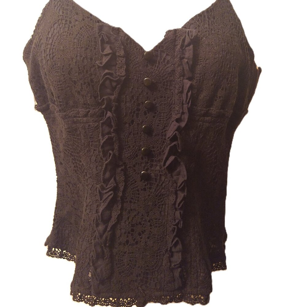 Blacklist Lip Service Lace Crochet Corset Lacing Witchy Goth Rare Top Bustier - Picture 16 of 16